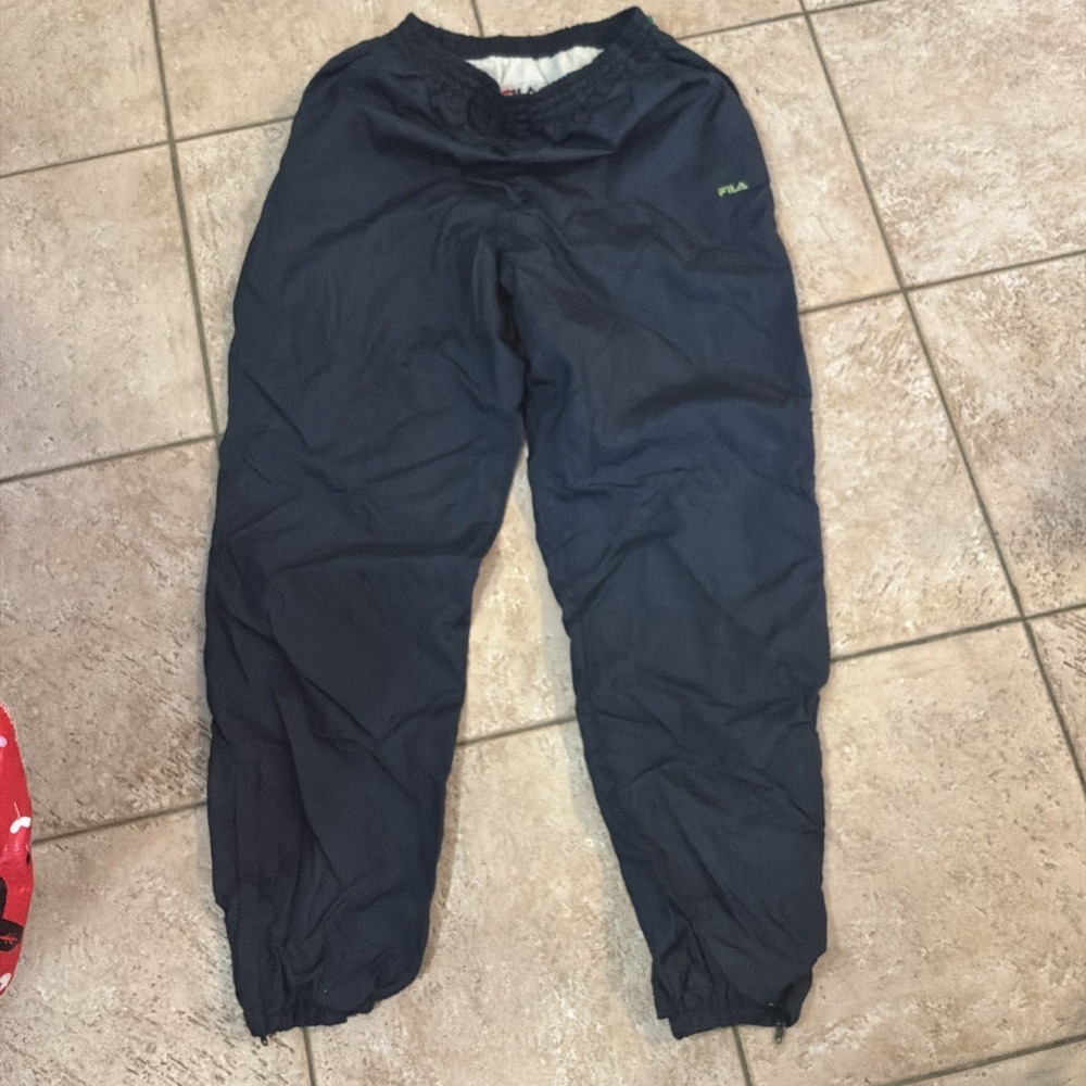 FILA Y2K Mens Windbreaker Track Pants lined Vintage Navy Blue Streetcore